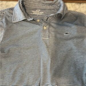 Vineyard Vines Navy and White Striped Polo